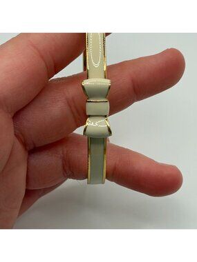 Kate Spade New York Cream Enamel Bow Gold-Tone Bangle Bracelet